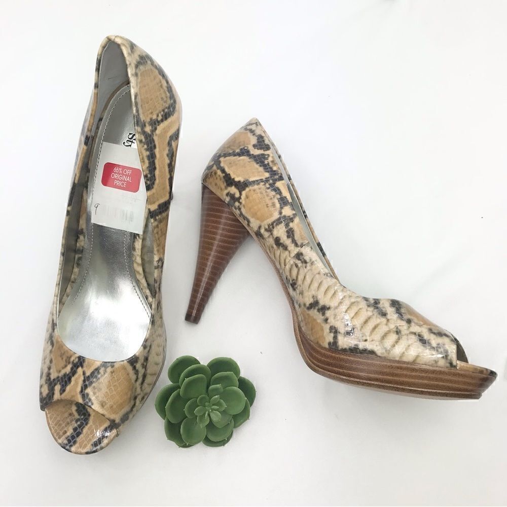 Style & Co. CELINE Snakeskin Open Toe Heels- NEW without box